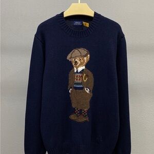 Polo by Ralph Lauren Navy Crewneck Sweater with Bear Motif